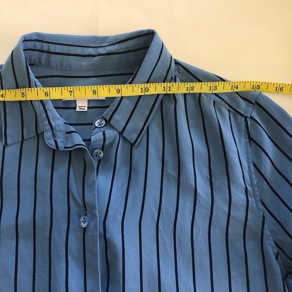 Equipment Femme Woman’s 100%Silk Stripe Buttons Front Long Sleeves Blouse Size M - Picture 9 of 12